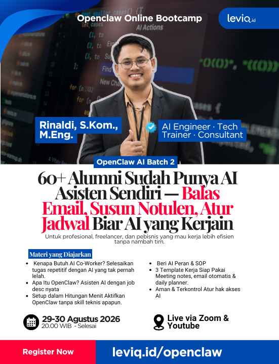Poster Workshop OpenClaw AI — Bangun AI Co-Worker Pertamamu, 29-30 Agustus 2026